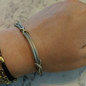 925 Silver and Touch of Gold X Bracelet